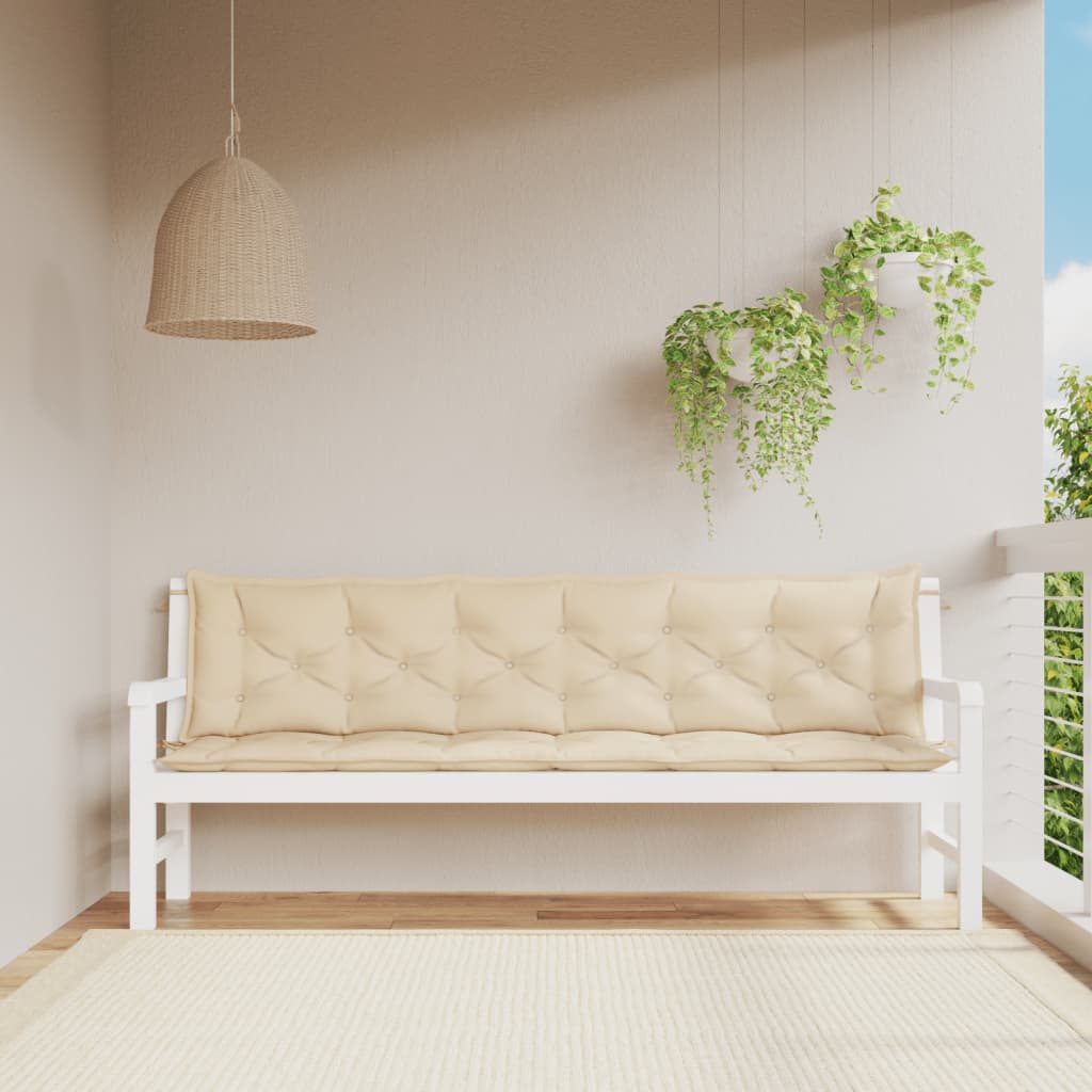 vidaXL Coussins de banc de jardin 2 pcs beige 200x50x7 cm tissu Oxford