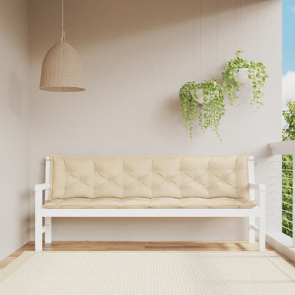 vidaXL Coussins de banc de jardin 2 pcs beige 200x50x7 cm tissu Oxford
