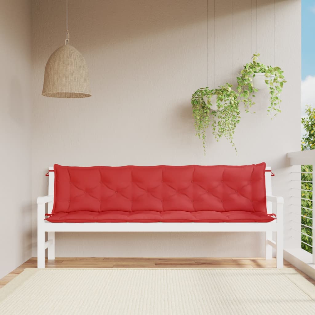 vidaXL Coussins de banc de jardin 2 pcs rouge 200x50x7 cm tissu Oxford