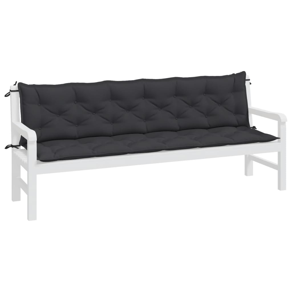 vidaXL Coussins de banc de jardin 2 pcs noir 200x50x7 cm tissu Oxford
