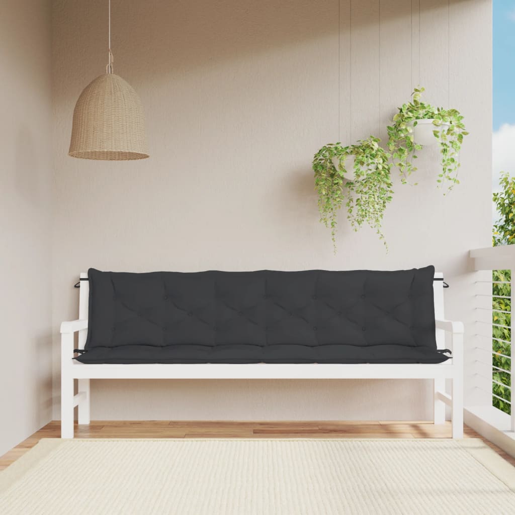vidaXL Coussins de banc de jardin 2 pcs noir 200x50x7 cm tissu Oxford