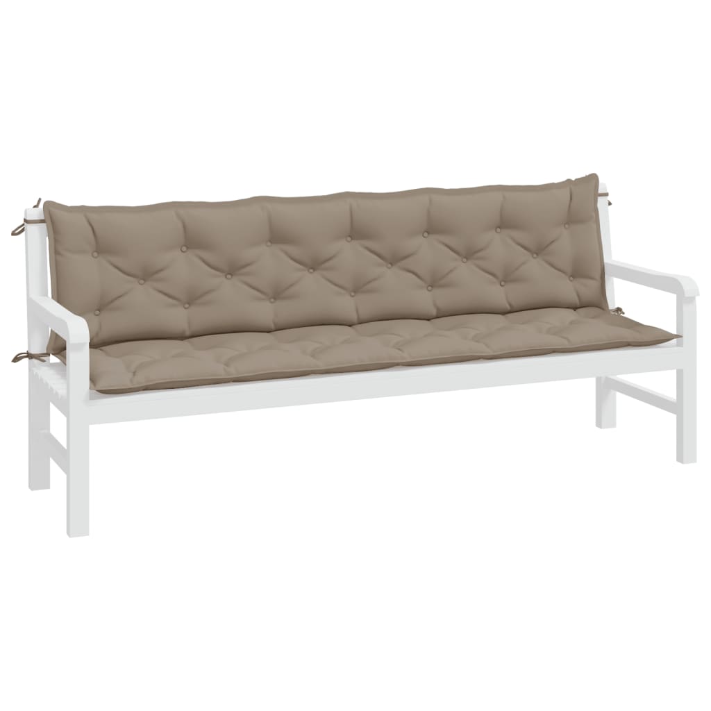 vidaXL Coussins de banc de jardin 2 pcs taupe 200x50x7 cm tissu Oxford