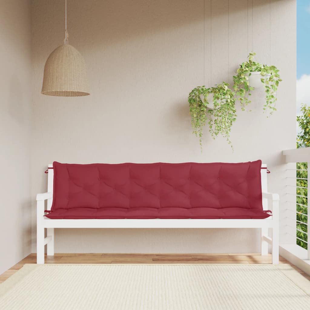 vidaXL Coussins de banc de jardin 2 pcs rouge bordeaux tissu Oxford