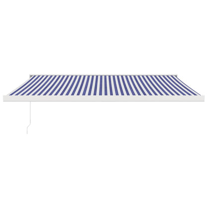 vidaXL Auvent rétractable bleu et blanc 4x3 m tissu et aluminium