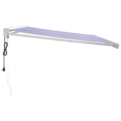 vidaXL Auvent rétractable bleu et blanc 4x3 m tissu et aluminium