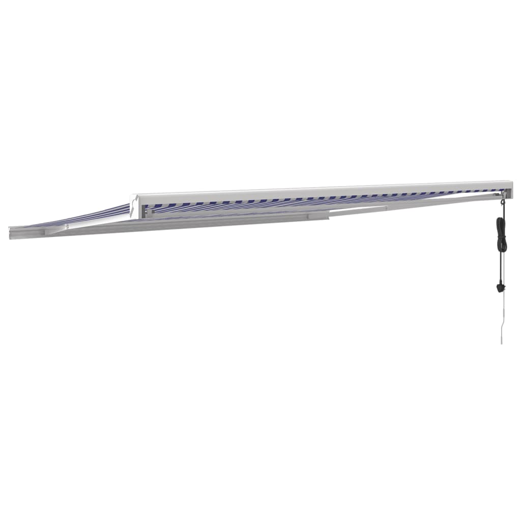 vidaXL Auvent rétractable bleu et blanc 4x3 m tissu et aluminium