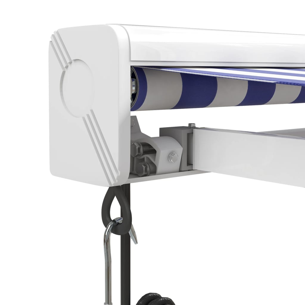 vidaXL Auvent rétractable bleu et blanc 4x3 m tissu et aluminium