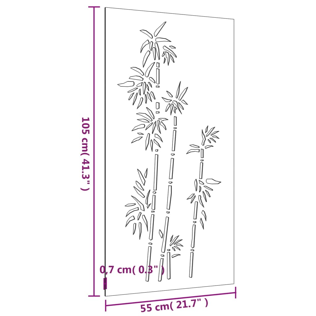 vidaXL Décoration murale jardin 105x55 cm acier corten design bambou