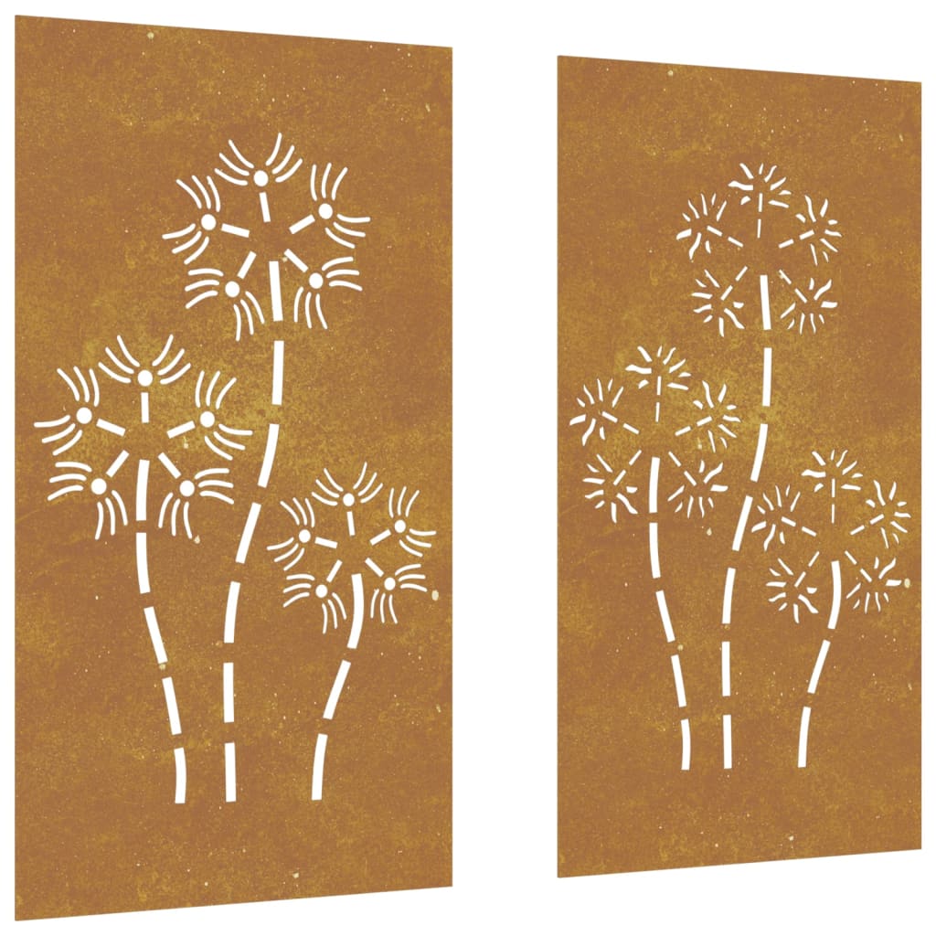 vidaXL Décorations murales de jardin 2pcs 105x55 cm design de fleur