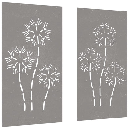 vidaXL Décorations murales de jardin 2pcs 105x55 cm design de fleur