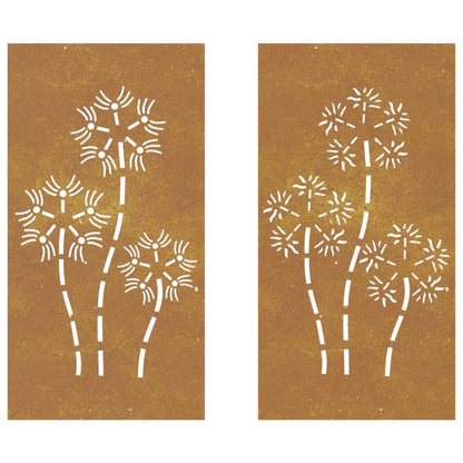 vidaXL Décorations murales de jardin 2pcs 105x55 cm design de fleur