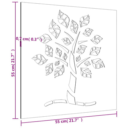 vidaXL Décoration murale jardin 55x55 cm acier corten design d'arbre