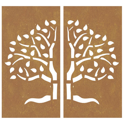 vidaXL Décorations murales jardin 2 pcs 105x55 cm design d'arbre