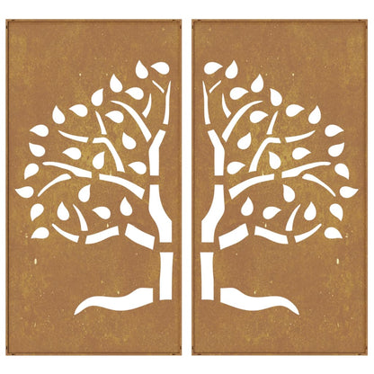 vidaXL Décorations murales jardin 2 pcs 105x55 cm design d'arbre