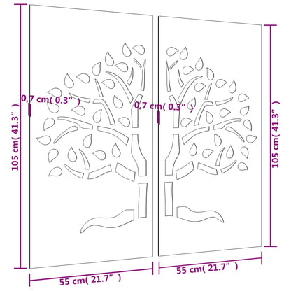 vidaXL Décorations murales jardin 2 pcs 105x55 cm design d'arbre
