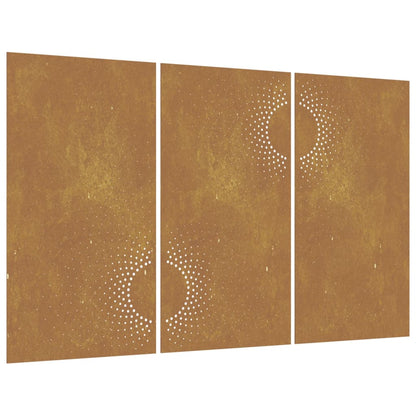 vidaXL Décorations murales jardin 3 pcs 105x55 cm design du soleil