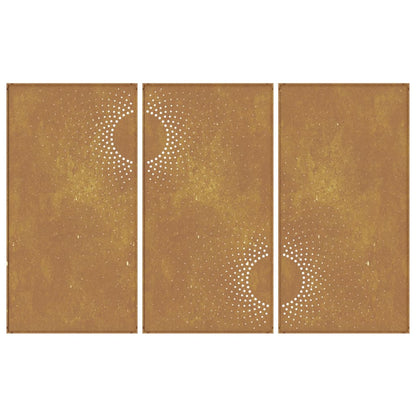 vidaXL Décorations murales jardin 3 pcs 105x55 cm design du soleil
