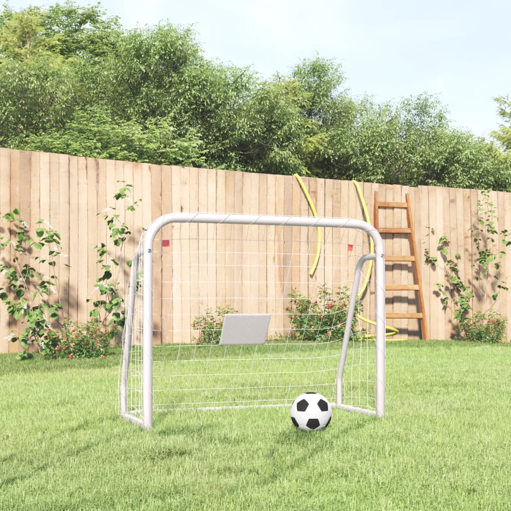 vidaXL But de football et filet blanc 125x96x60 cm acier et polyester