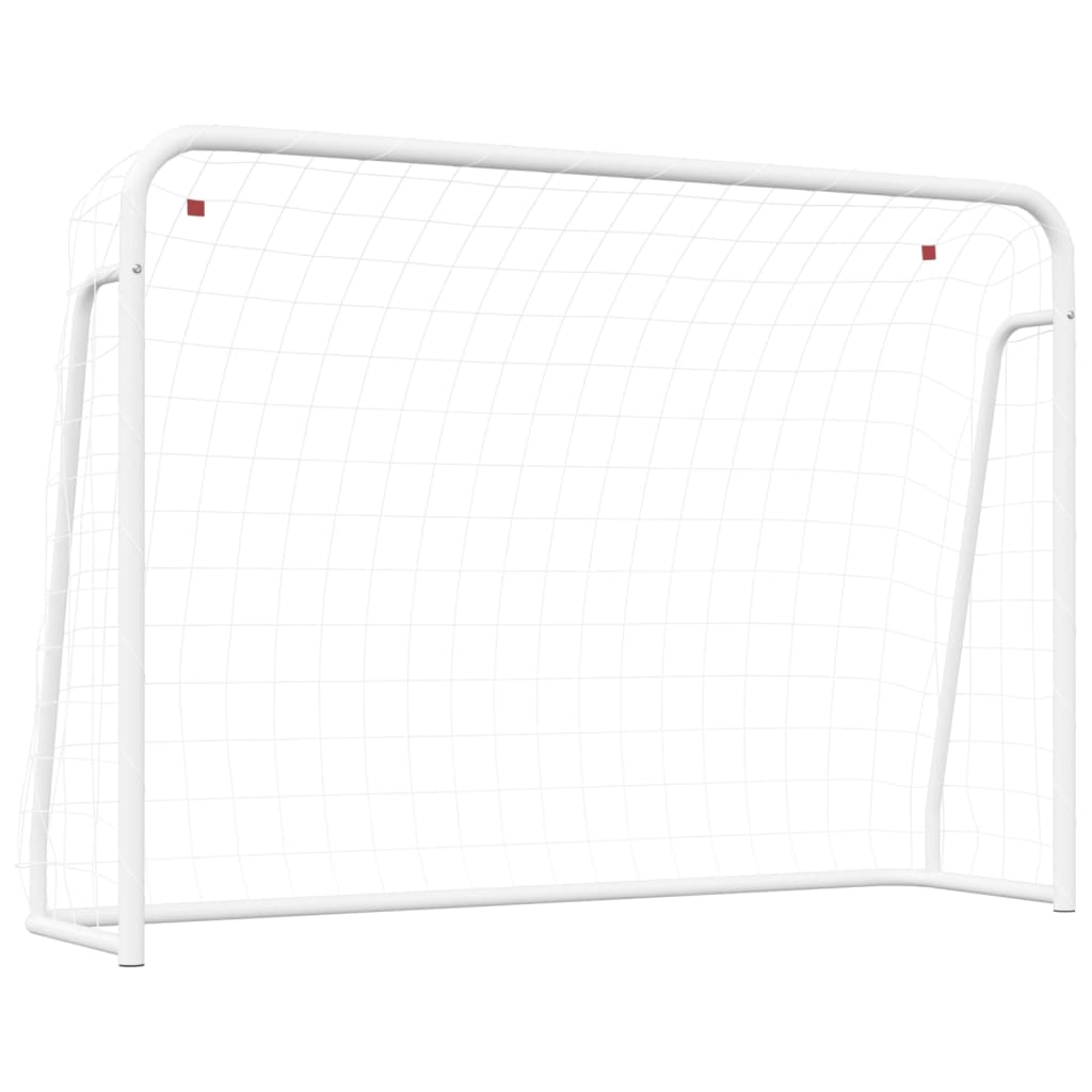 vidaXL But de football et filet blanc 214x75x152 cm acier et polyester