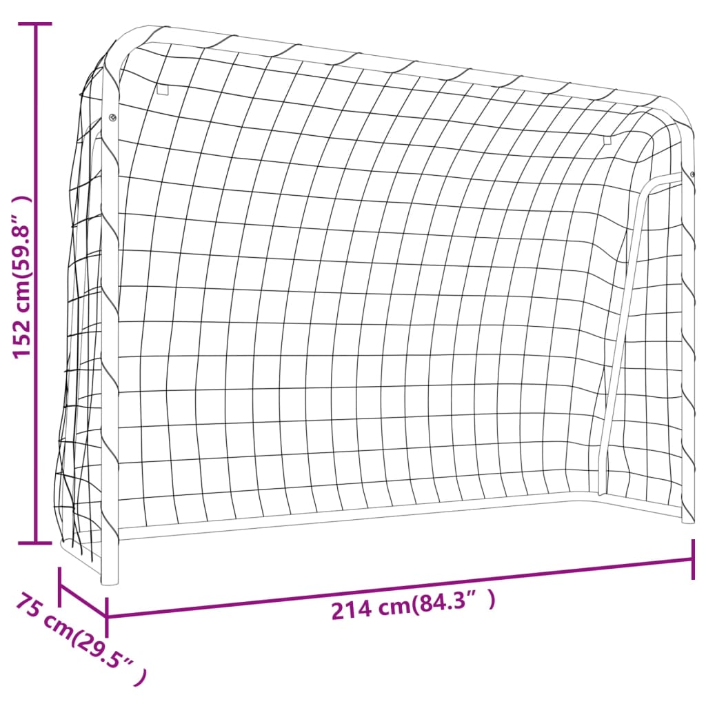 vidaXL But de football et filet blanc 214x75x152 cm acier et polyester