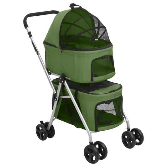 vidaXL Poussette pour chien pliante à 2 niveaux Vert 83x48x97 cm