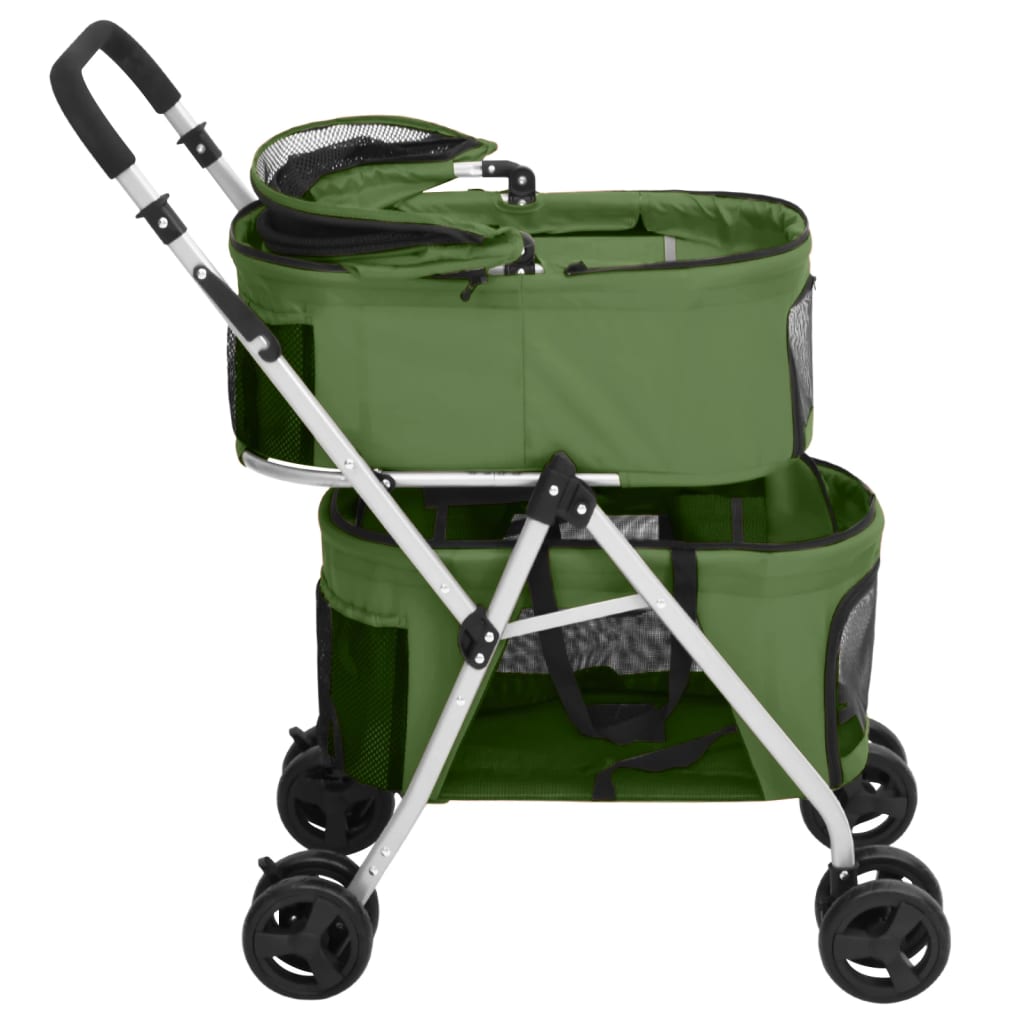 vidaXL Poussette pour chien pliante à 2 niveaux Vert 83x48x97 cm