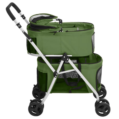 vidaXL Poussette pour chien pliante à 2 niveaux Vert 83x48x97 cm
