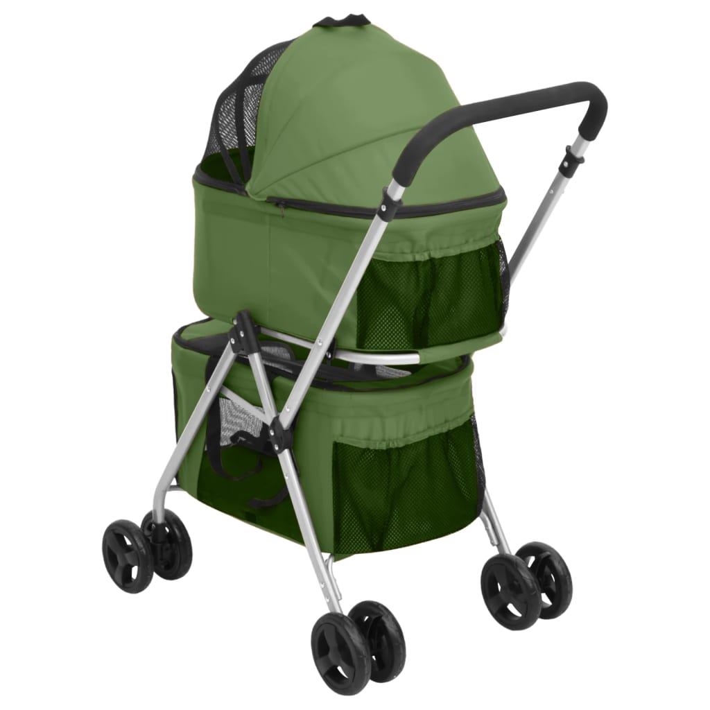 vidaXL Poussette pour chien pliante à 2 niveaux Vert 83x48x97 cm