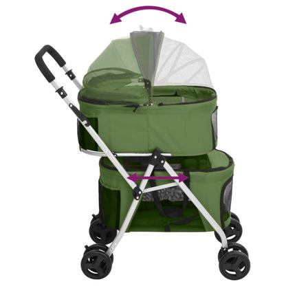 vidaXL Poussette pour chien pliante à 2 niveaux Vert 83x48x97 cm