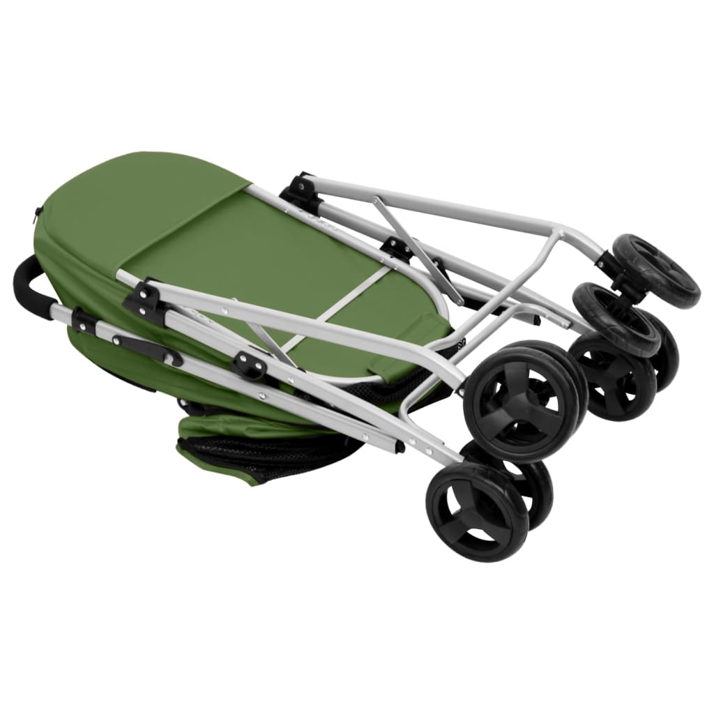 vidaXL Poussette pour chien pliante à 2 niveaux Vert 83x48x97 cm