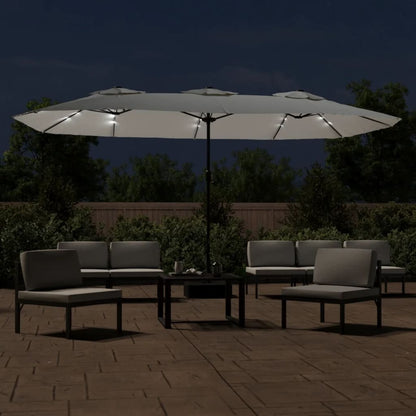 vidaXL Parasol à double tête avec LED blanc sable 449x245 cm