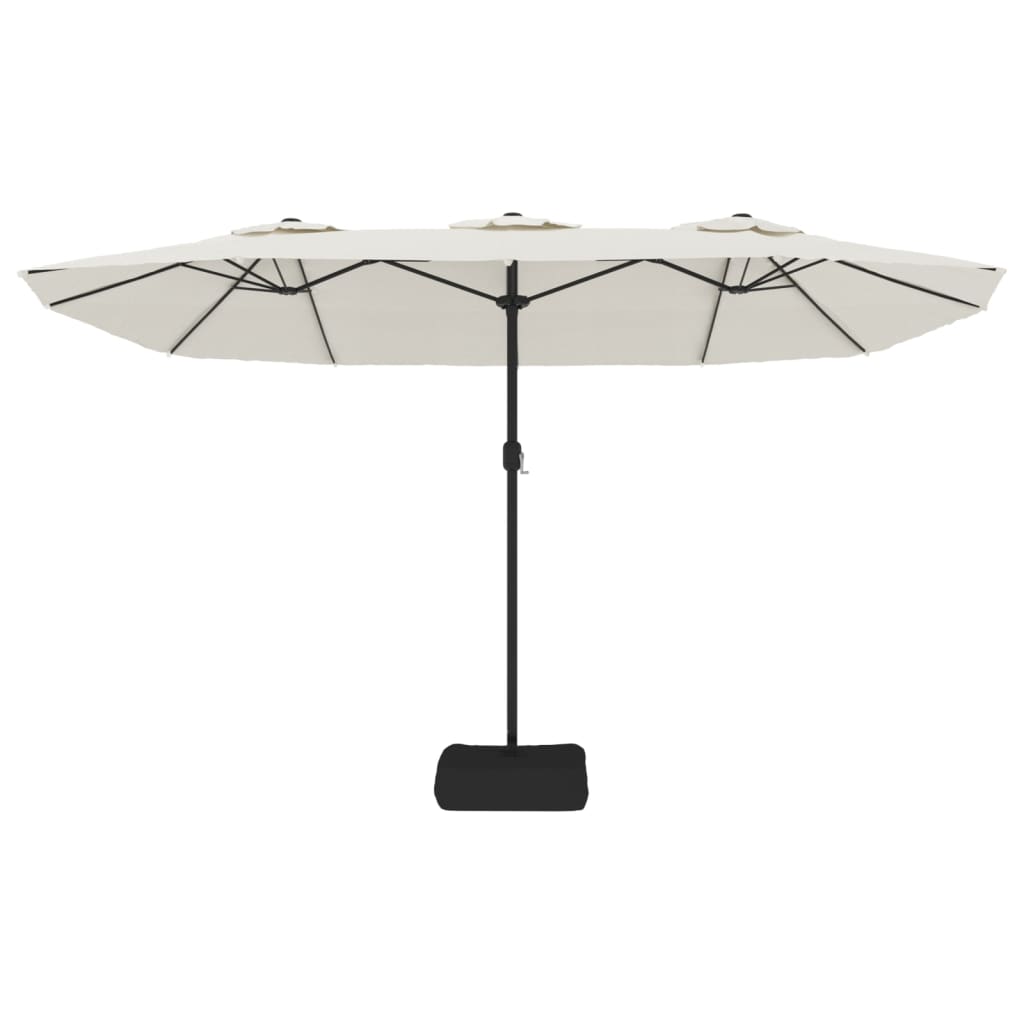 vidaXL Parasol à double tête avec LED blanc sable 449x245 cm