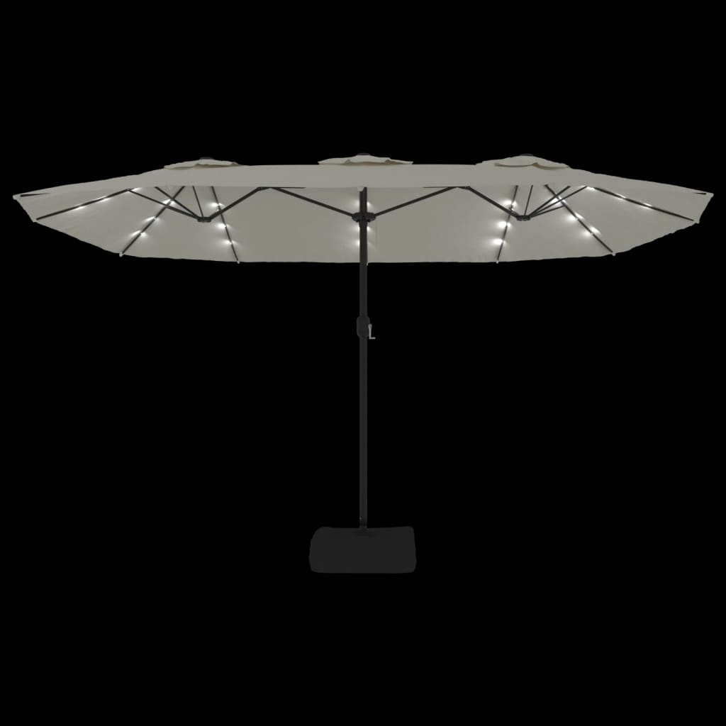 vidaXL Parasol à double tête avec LED blanc sable 449x245 cm
