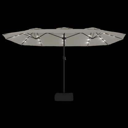 vidaXL Parasol à double tête avec LED blanc sable 449x245 cm