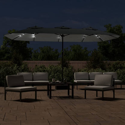 vidaXL Parasol à double tête avec LED anthracite 449x245 cm