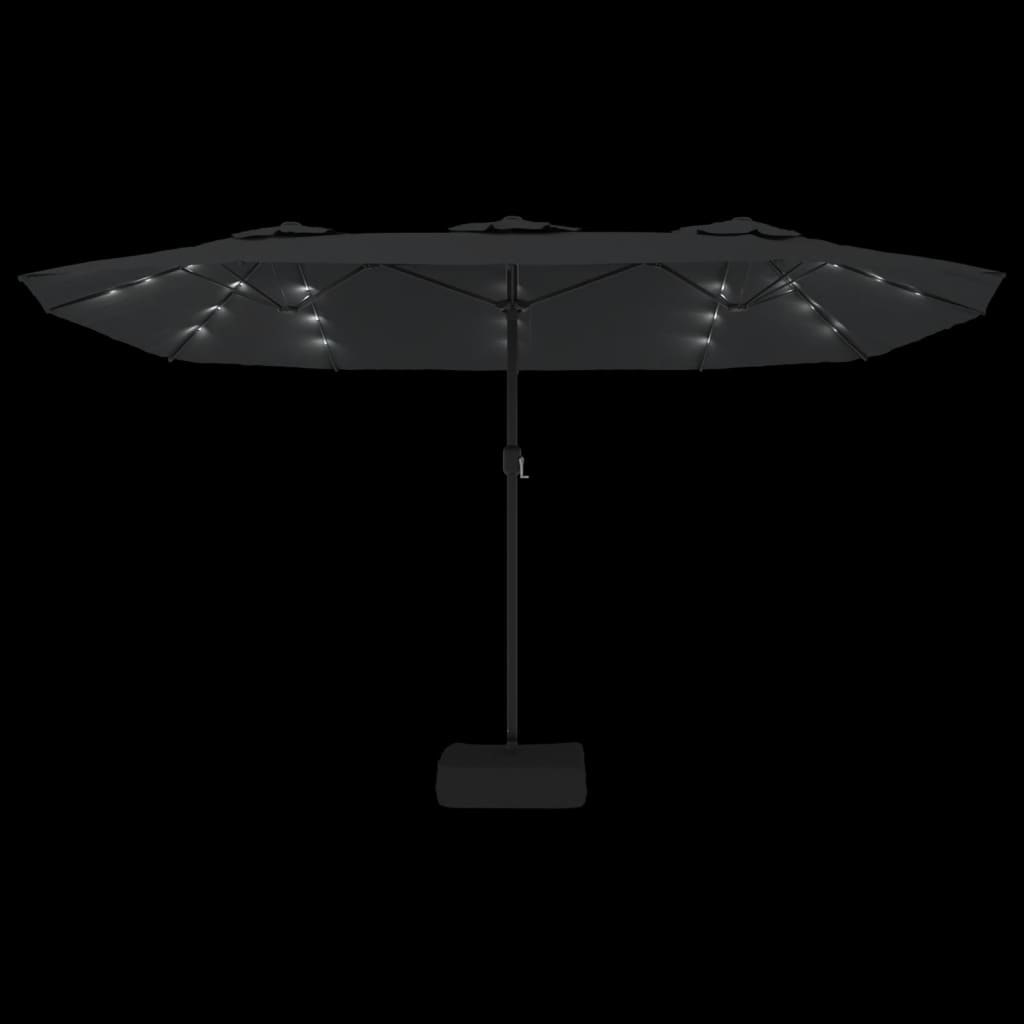 vidaXL Parasol à double tête avec LED anthracite 449x245 cm