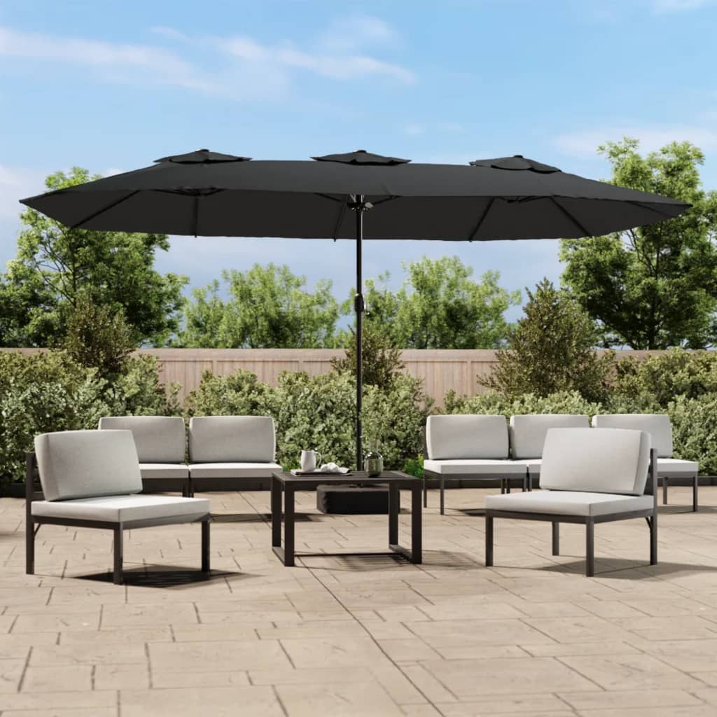 vidaXL Parasol à double tête avec LED anthracite 449x245 cm