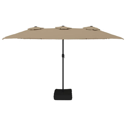 vidaXL Parasol à double tête avec LED taupe 449x245 cm