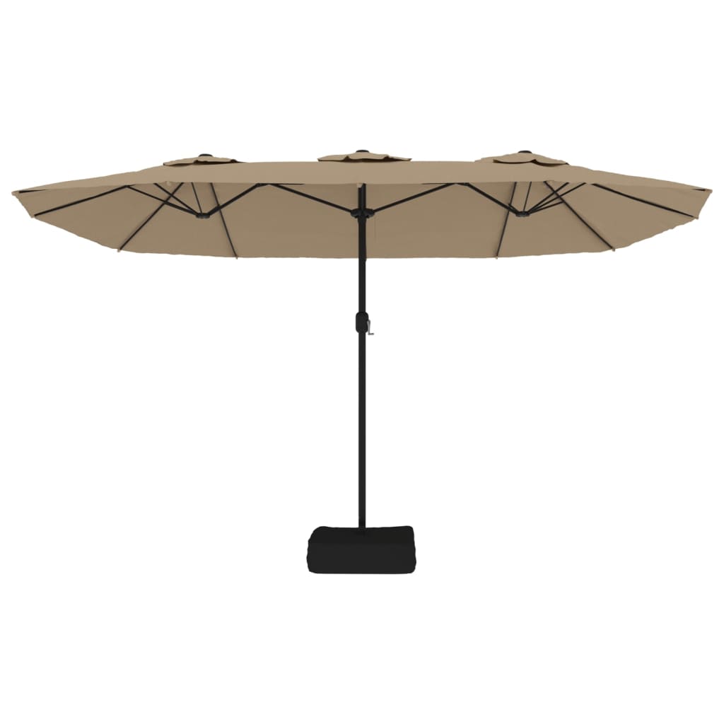 vidaXL Parasol à double tête avec LED taupe 449x245 cm