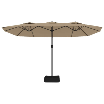 vidaXL Parasol à double tête avec LED taupe 449x245 cm