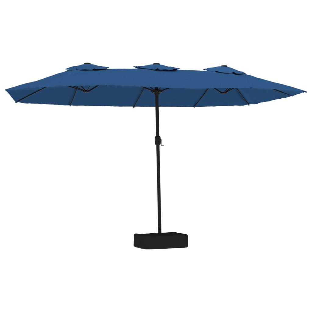 vidaXL Parasol à double tête avec LED bleu azuré 449x245 cm