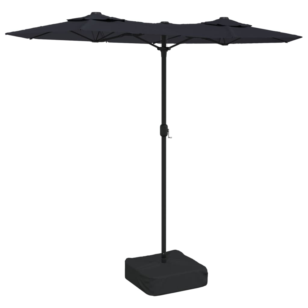 vidaXL Parasol à double tête avec LED noir 316x240 cm