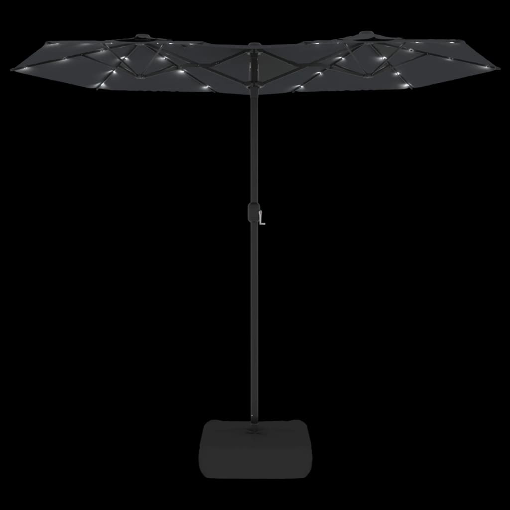 vidaXL Parasol à double tête avec LED noir 316x240 cm