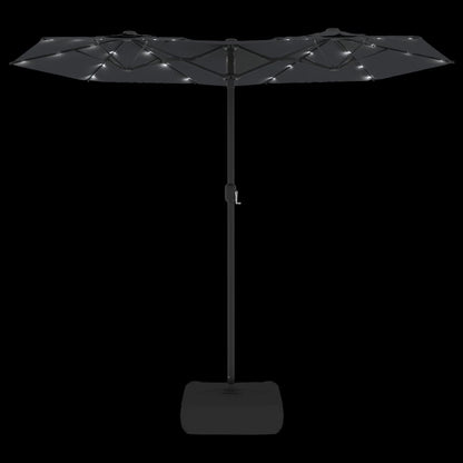 vidaXL Parasol à double tête avec LED noir 316x240 cm