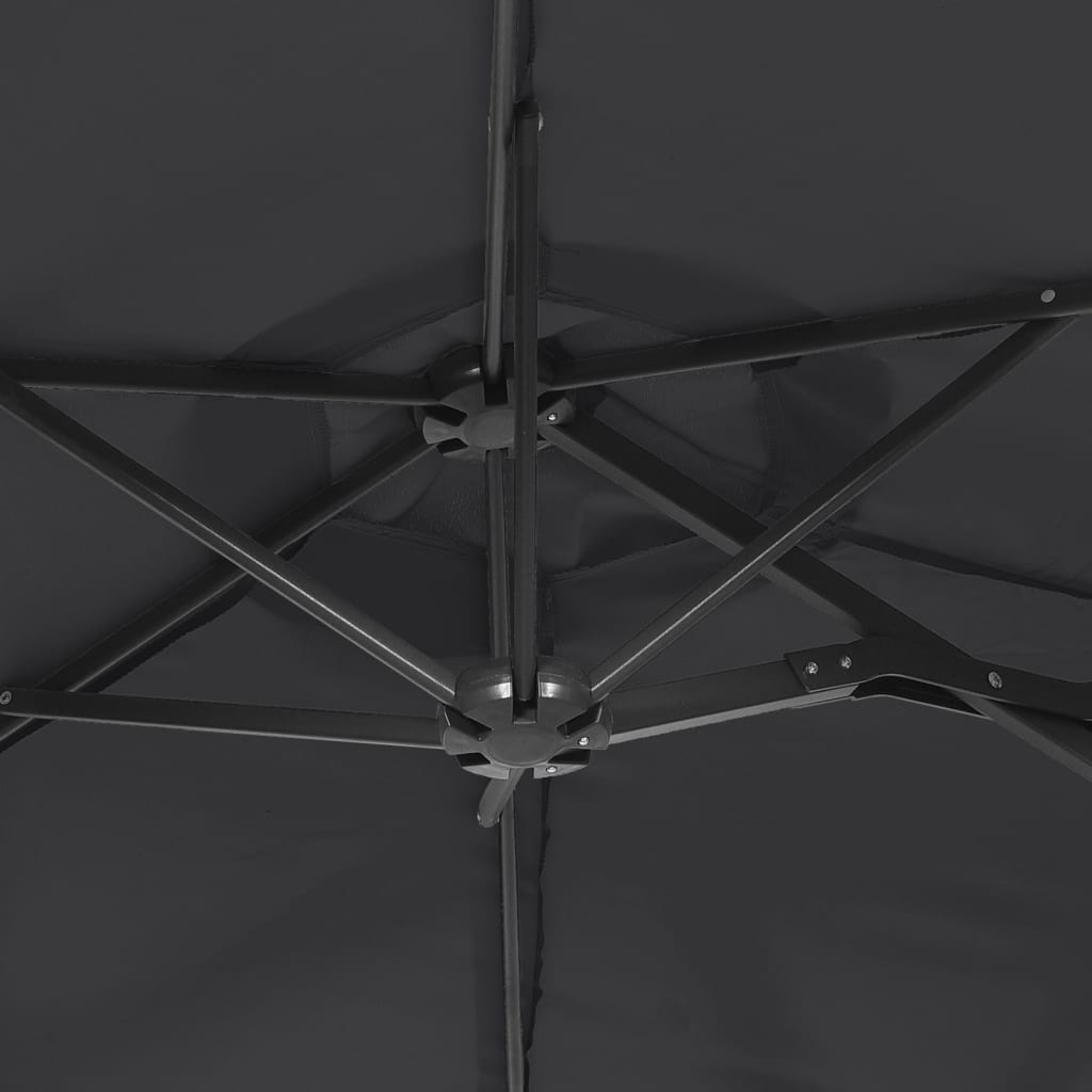 vidaXL Parasol à double tête avec LED noir 316x240 cm