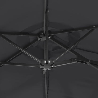 vidaXL Parasol à double tête avec LED noir 316x240 cm