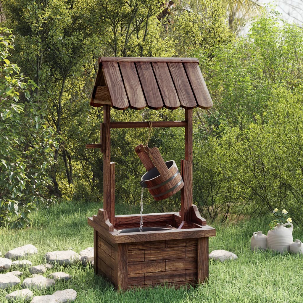 vidaXL Puits à souhait avec pompe 57x50x112 cm bois de sapin massif