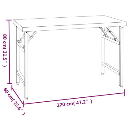 vidaXL Table de travail de cuisine avec étagère 120x60x145 cm Inox