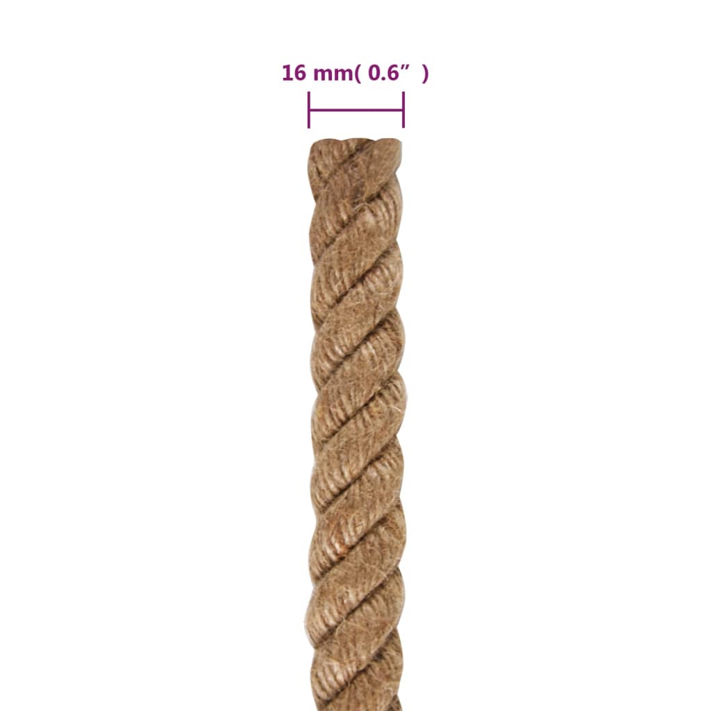vidaXL Corde de jute 25 m de long 16 mm d'épaisseur