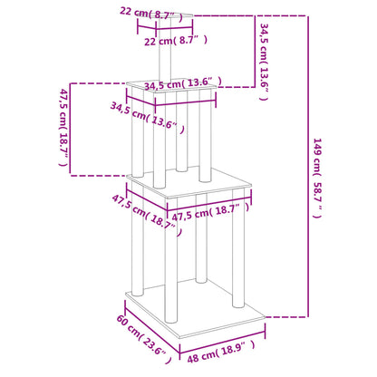 vidaXL Arbre à chat avec griffoirs en sisal crème 149 cm